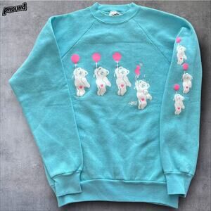 Womens Lingo Brand Bear Sweatshirt M Vintage 1985 Made USA